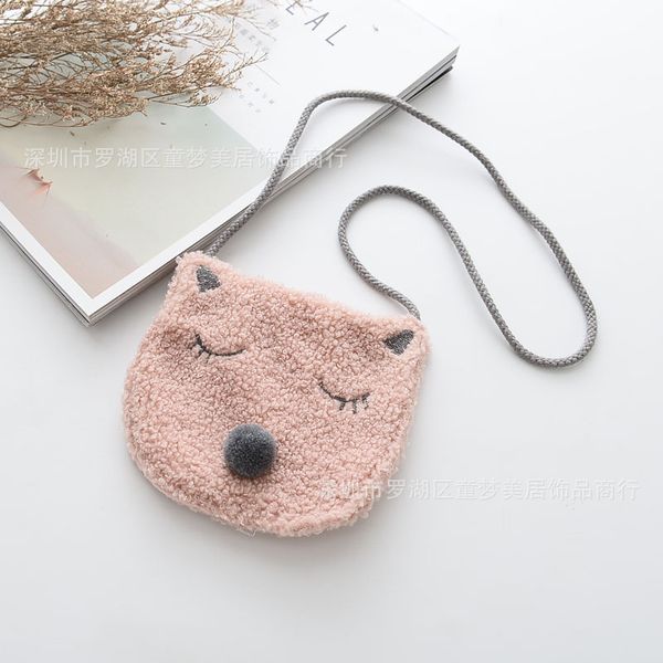 

raged sheep new kids animal shaped coin purse bear plush simple cute storage single shoulder bag coin purse monederos para mujer, Red;black