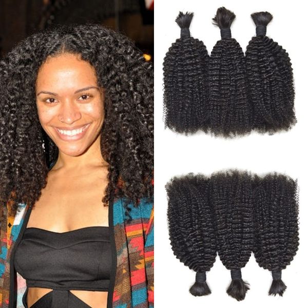 

afro kinky curly russian human braiding hair bulk natural black 3 bundles bulk hair no weft for black women fdshine hair
