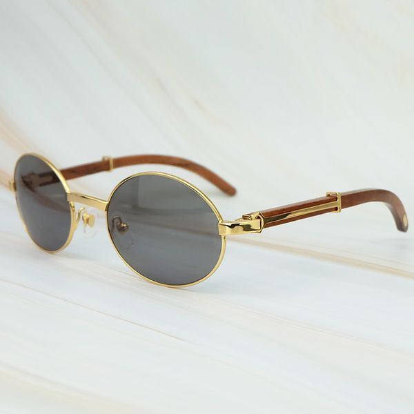 

round metal clasic oval sunglasses full frame gold general wood glasses men and wen eyewear, White;black