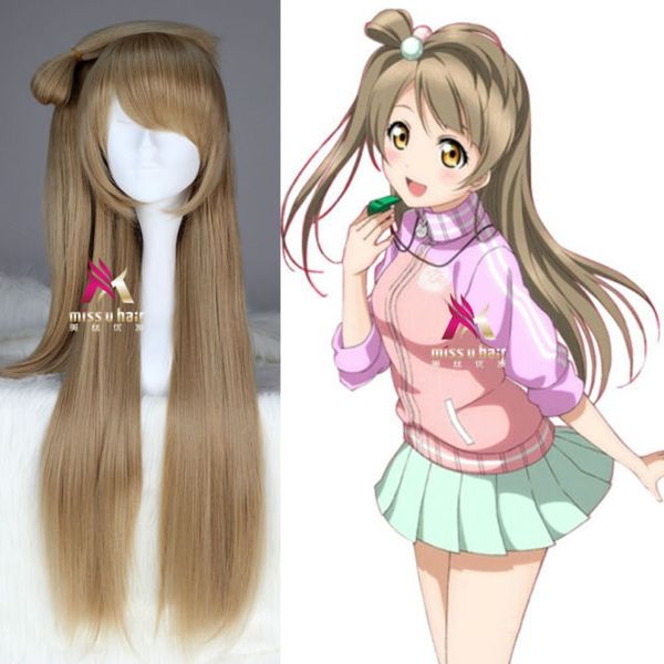 

loveliveminami kotori long straight cosplay party wig hair, Black;brown
