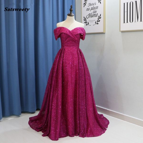 

pink fuchsia bling prom dresses dubai long off shoulder arabic evening party gowns elegant gold sequins formal dress, Black;red