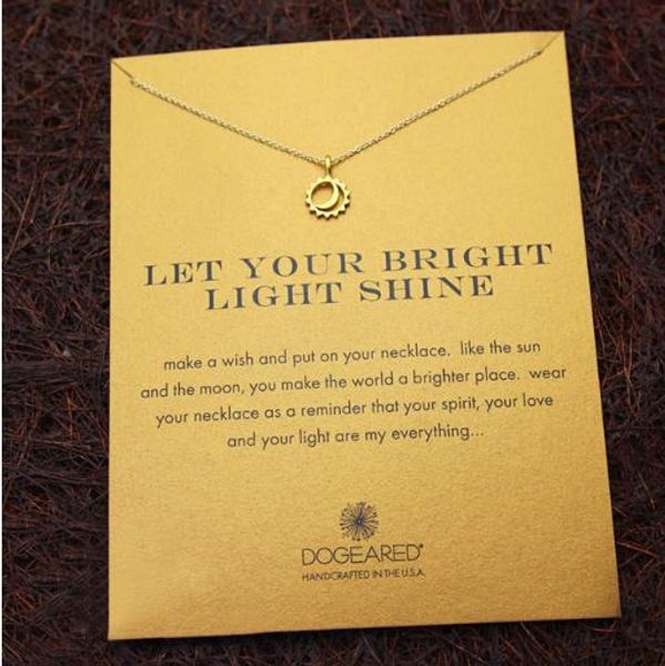 

new style with card cute dogeared necklace silver and gold color sun and moon (let your bright light shine