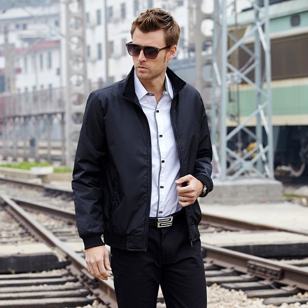 

suehaiwe's brand autumn jacket men solid black slim jackets male stand collar thin jacket mens plus size 5xl chaqueta jaqueta, Black;brown