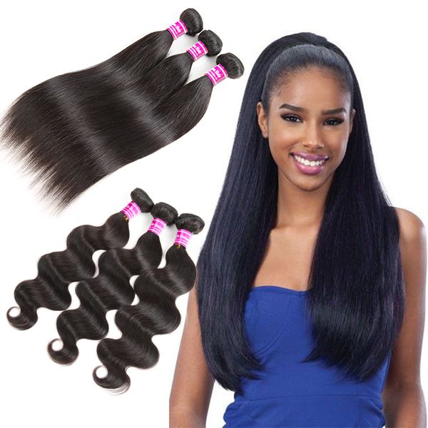 

необработанные объемная волна человеческих волос соткет бразильского виргинские волосы прямые волос remy человеческих волос естественный цве, Black;brown