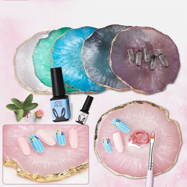 High-End-Nagelvergoldete Achatstücke, neue Farbpalette aus Harz-Achat im japanischen Stil für Nail-Art-Display-Foto-Requisiten