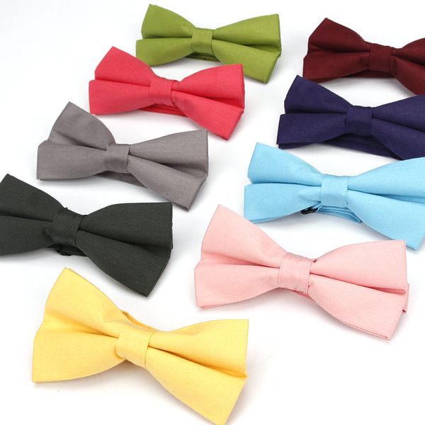 

wholesale- kr1167-1179 men's bow tie adjustable 100% cotton butterfly cravat red blue pink solid color bowtie tuxedo bows male accessor, Black;blue