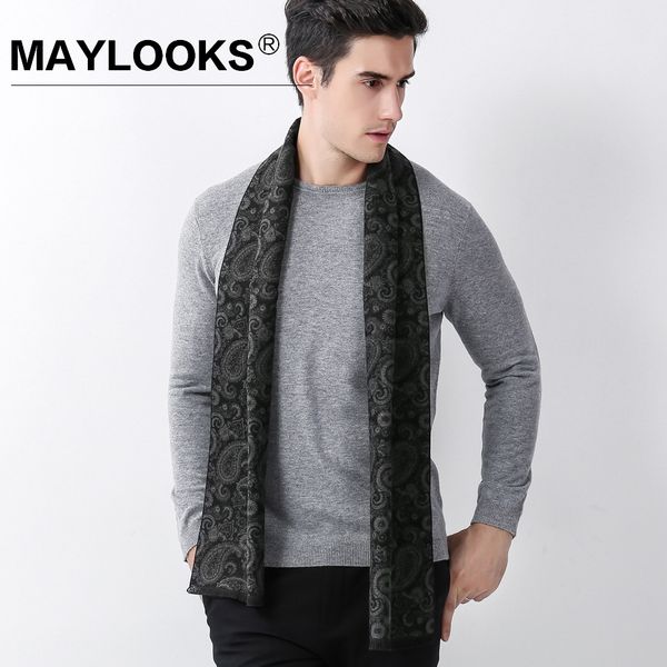 

2018 time-limited winter scarf maylooks luxury winter warm wool cashmere scarves long scarf men business fashion shawl ls0118, Blue;gray