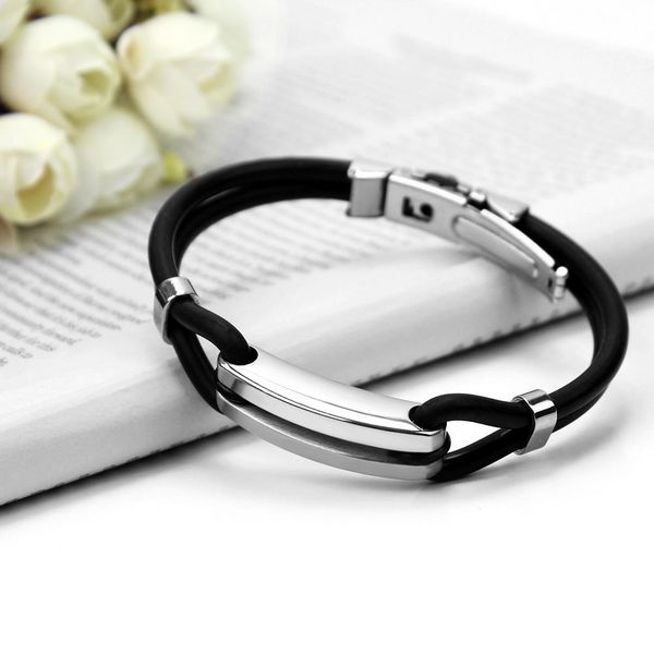 

2018 cool punk 316l stainless steel black racelet cuff bangle wristband belt fashion jewelry gift, Golden;silver