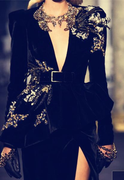 

evening dress yousef aljasmi kim kardashian long sleeve beaded appliqued velvet 2pieaces myriam almoda gianninaazar zuhlair murad ziadnakad, Black;pink