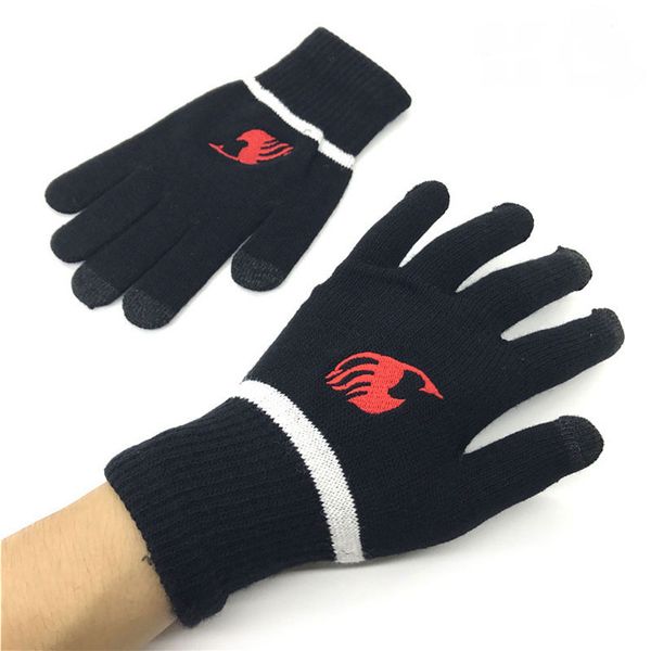 

telefingers gloves full finger anime fairy tail red logo striped knit glove winter wrist mittens halloween gift warmer, Blue;gray