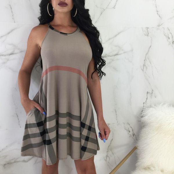 

plaid printed sling irregular skirt nightclub clothing women's casual dresses summer dress, Black;gray