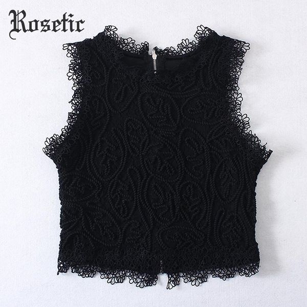 

rosetic woman goth short lace tank summer black white slim zipper girls beach travel club rock gothic casual tank