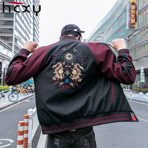 

hcxy 2018 autumn new men's zipper jacket male casual streetwear trend hip hop slim fit pilot coat men clothing size 4xl, Black;brown
