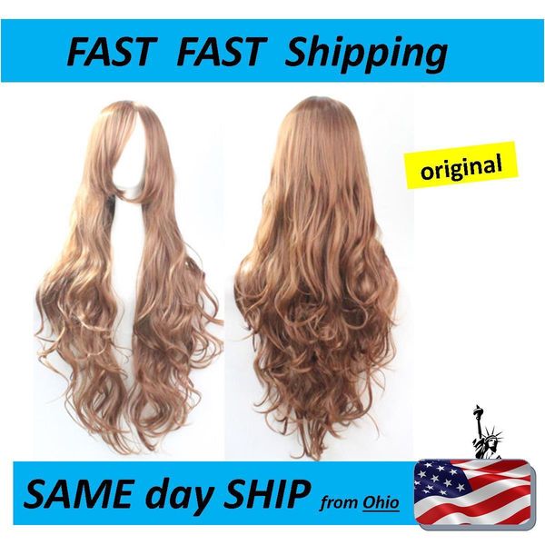 

beautiful light brown synthetic women's cos long hair wigs, Black;brown