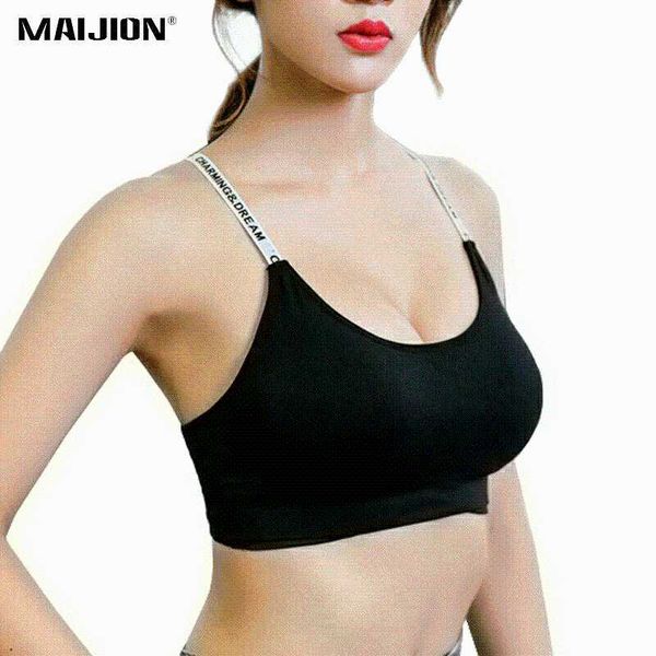

maijion adjustable yoga sports bra for women quick dry shockproof workout running bras vest seamless fitness crop, White;black