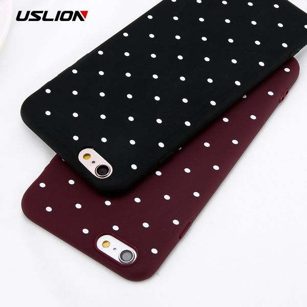 

Вино красный Ploka Dots телефон Case для iPhone 6 6 S Plus Wave Point задняя крышка мягкие TPU чехлы дл