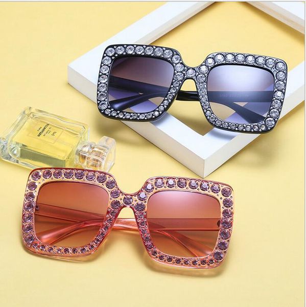 

big diamond sun glasses square colored shades women oversized sunglasses retro crystal trend rhinestone ljje9, White;black
