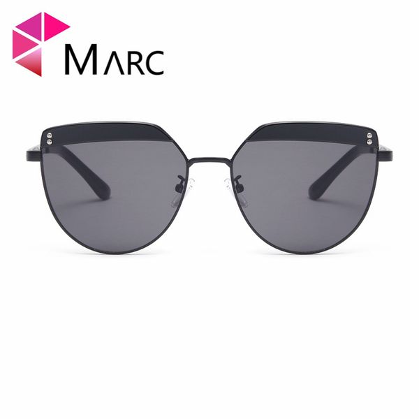 

marc 2018 fashion vintage woman's sunglasses reflective flat lens mirror pink metal tourism rimless multi-color cat eye lens, White;black
