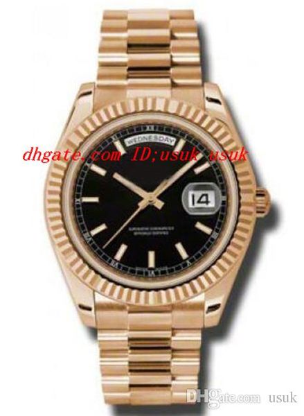 

luxury watches ii black dial 18k everose gold automatic mechanical movement men's watch 41mm mens watch wrist watches, Slivery;brown