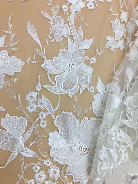

elegant tulle floral embroidery lace fabric for wedding bridal dress, unique dress apparel fabric african lace fabric by 5 yard, White;gold