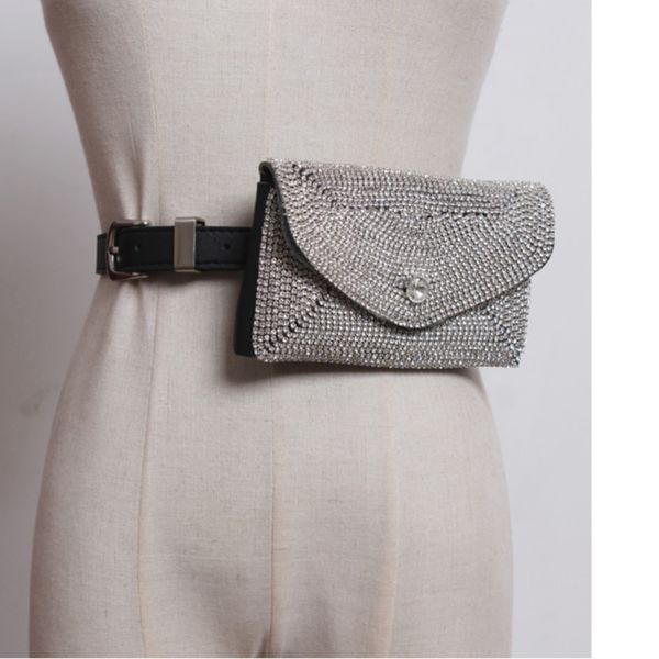 

ewq] 2018 new summer autumn fashion rhinestone cover mini bag accessories oblique belt women all-match kb076, Black;brown