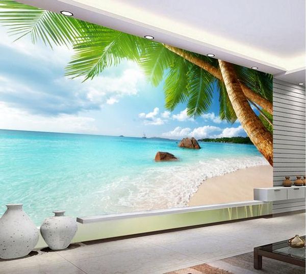 

sea coconut beach mural mural 3d wallpaper 3d wall papers for tv backdrop
