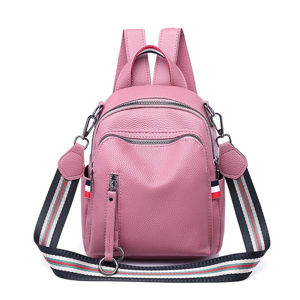 

female backpack korean version girl backpack 2018 new fashion wild soft leather bag leisure retro large capacity