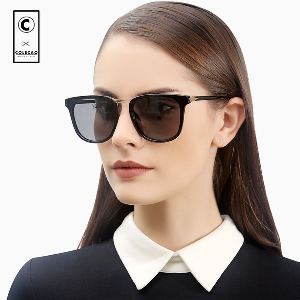 

colecao vintage square sunglasses women polarized uv400 fashion 2018 oversized solar glasses ladies w/case55002, White;black