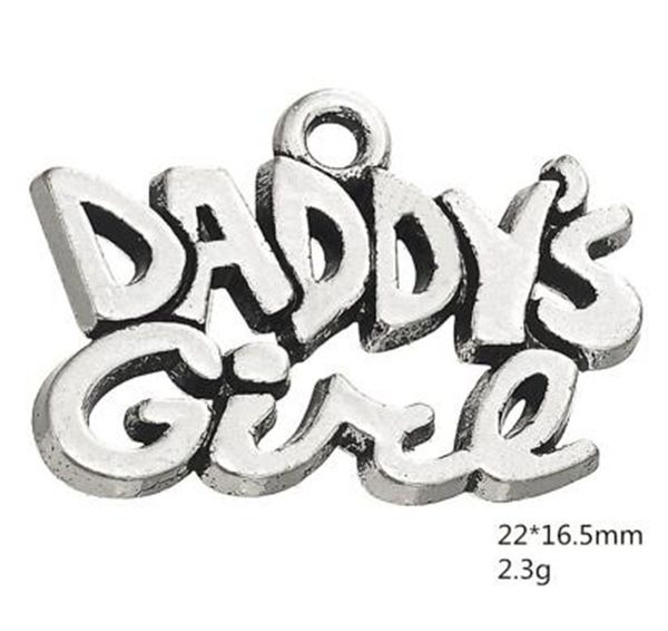 

2021 small decoration metal daddy's girl word charm jewelry, Bronze;silver