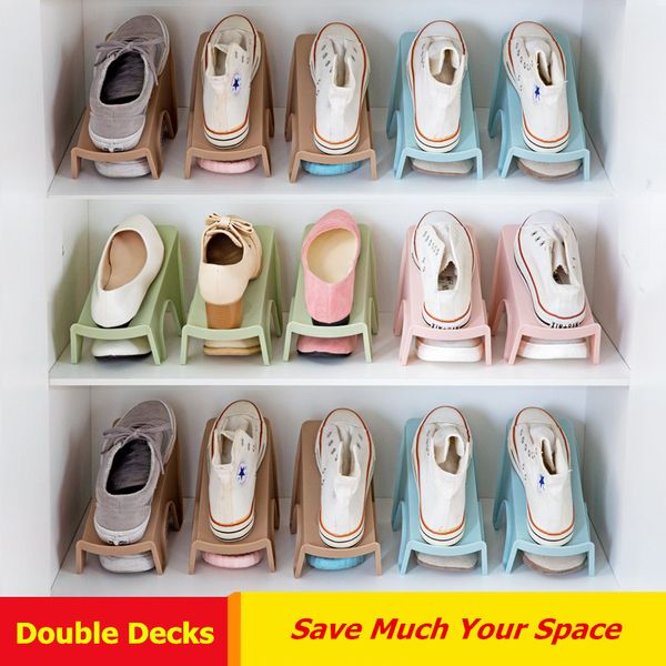 

double-layer shoe storage rack plastic integral shoe carrier simple modern living room wardrobe easy storage shoe rack