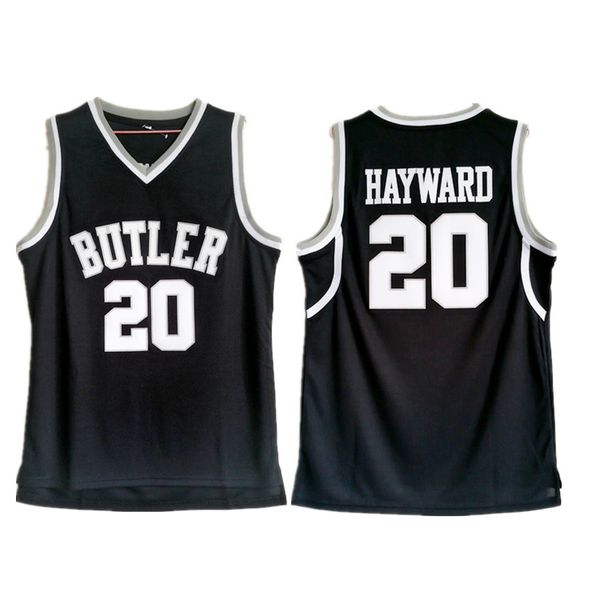 Mens Butler Bulldogs Gordon Hayward College Maglie da basket Camicie Vintage Black # 20 Maglia universitaria cucita S-XXL