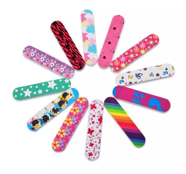 

wholesale 10pcs professional mini nail art file buffer mix random designs durable sandpaper for manicure nail tools