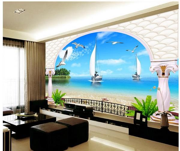 

custom any size p sea villa landscape background wall modern living room wallpapers
