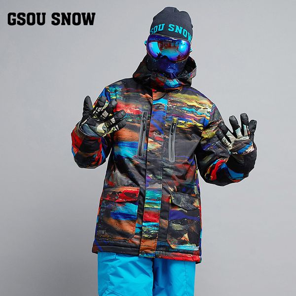 

2018 gsou snow brand men skiing jacket snowboard jacket windproof waterproof thermal hooded clothing outdoor sport wear male