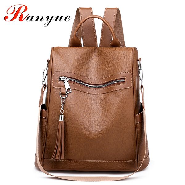 

ranyue anti theft backpack women vintage school bags for teenager girls retro large capacity backpacks ladies tassel rucksack