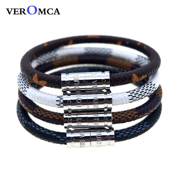 

VEROMCA кожаный браслет набор Оптовая нержавеющей стали мужчин браслет брелок Магнитные браслеты Четыре стиля кожи под заказ