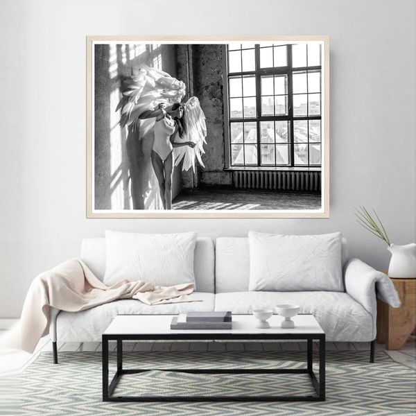 

black and white window prints angel posters nordic pgraphy art canvas painting modern wall pictures for living room decor