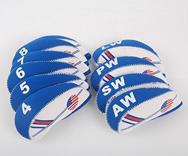 

dark horse golf white & blue us flag neoprene golf club head cover wedge iron