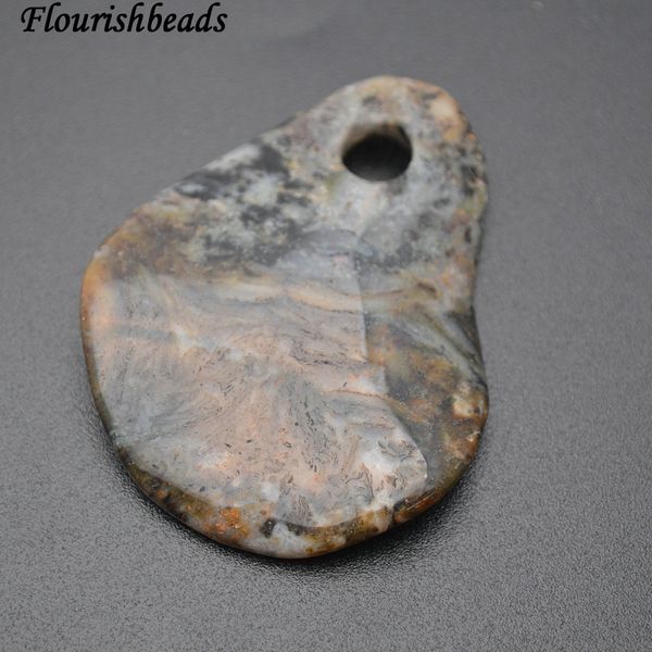 

curved natural stone jasper triangle shape pendant, Silver