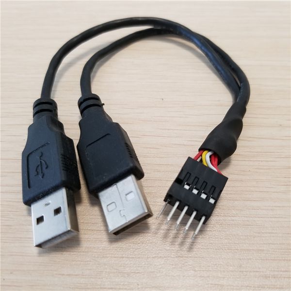 

двойной usb мужчина к пк чехол внутренний 9pin dupont разъем адаптера y splitter adaptador usb кабель 20 см 24awg