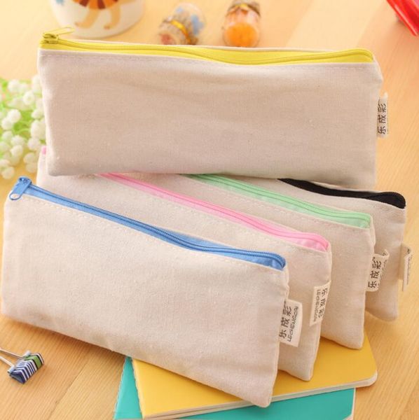 borse per matite in tela fai-da-te pittura crawel borsa per cancelleria per studenti Plain Zipper Pencil Pen box custodia Clutch Organizer Bag Gift