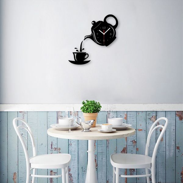 

new room coffee cup shape decorative kitchen wall clock living room home decor arrival wall clock mirror effect quartz needle