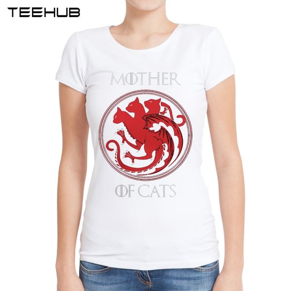 

2017 new women t shirts short sleeve slim lady t-shirt mother of cats printed funny casual tee, White