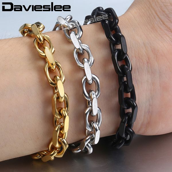 

cable chain bracelets for men women t o toggle clasp stainless steel gold silver black mens bracelets jewelry gifts 9mm kbm65