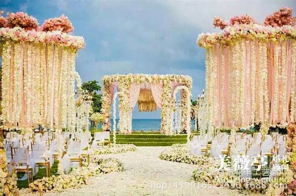 

300cm long wedding flower hydrangea wisteria garland vine for garden home wedding party decoration flower wreaths rattan supplies