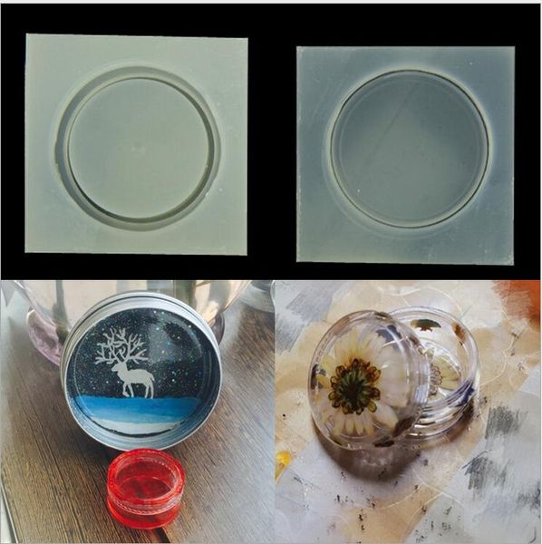 

small round box silicone mold resin molds diy storage box jewelry manufacturing process resin molds for jewelry, White