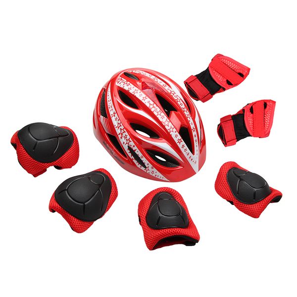 

7pcs/set kids cycling skating helmet ultralight children's bicycle helmet bike child size 47-52cm+6 protective gear