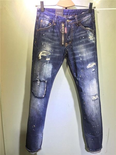 

2017 new arrival famou luxury italian brand d2factory lim fit ummer fa hion patchwork denim ripped zipper biker kinny jean hole for men