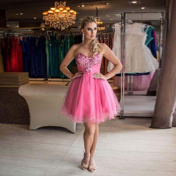 

pretty pink short homecoming dresses sweetheart off shoulder beaded crystal above knee prom dresses vestidos de fiesta, Blue;pink