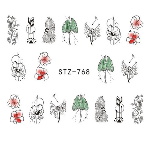 

1 sheet new portable flower nail decal plant nail art transfer sticker wraps accessories diy decals, Black